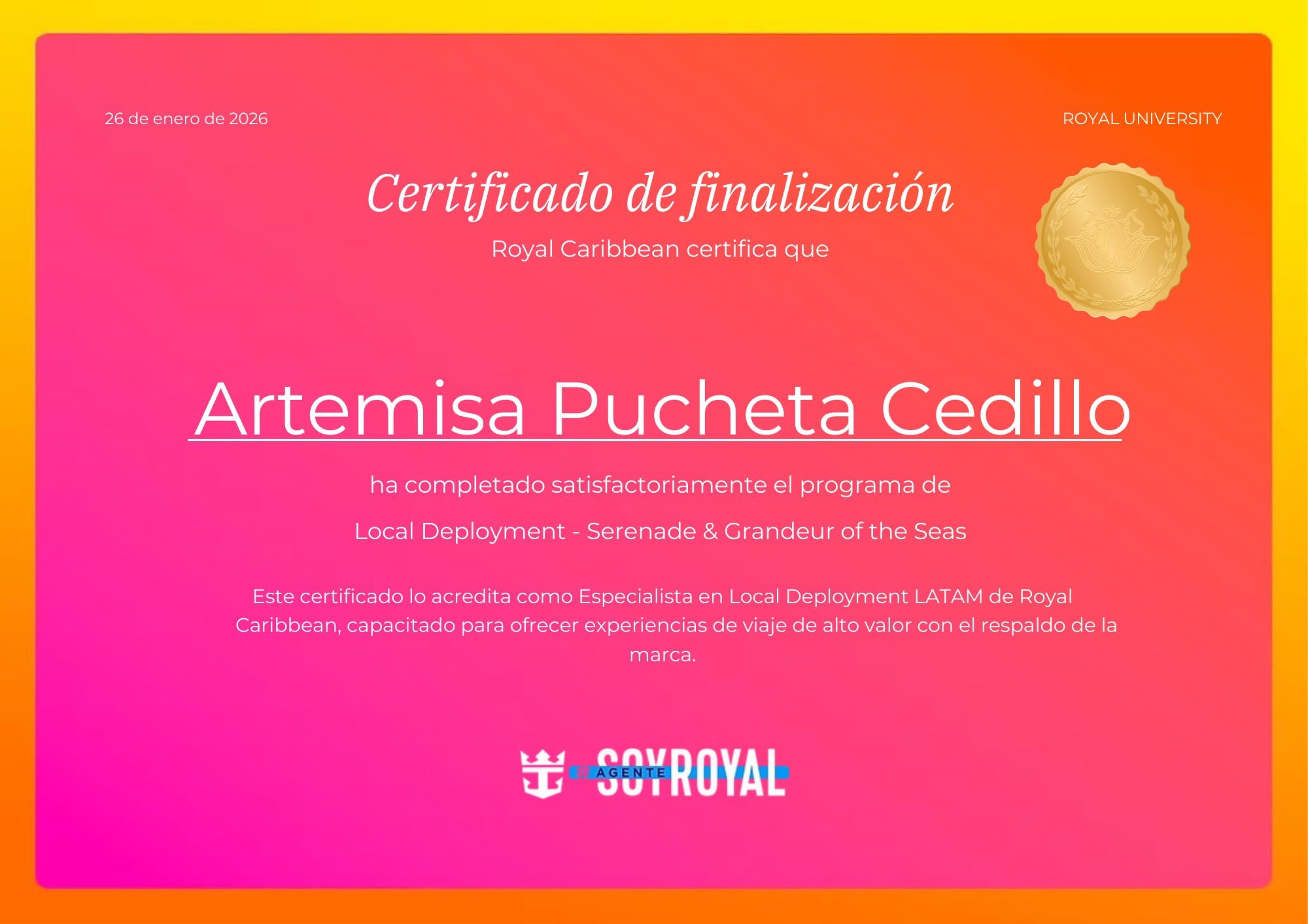 Certificado Royal University